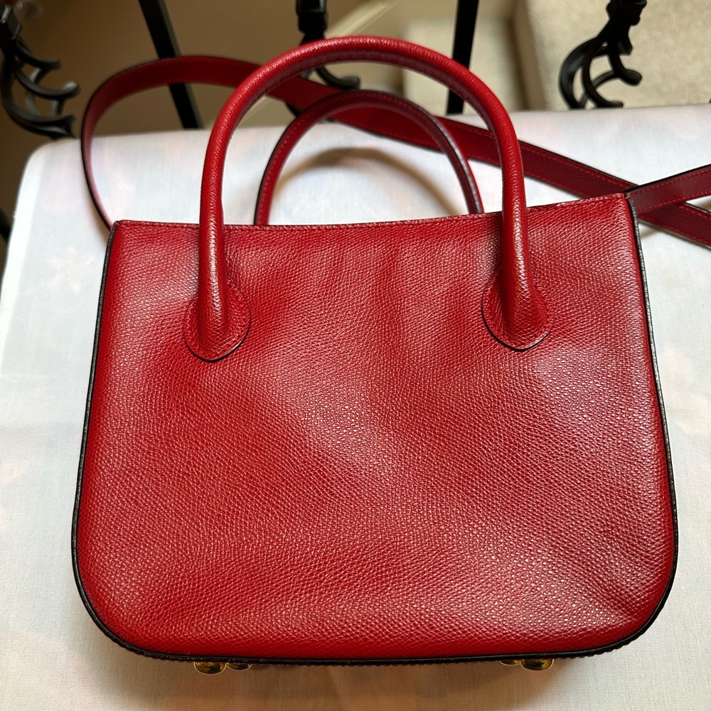Authentic Celine Red Leather Top-Handle/Crossbody Women's Bag